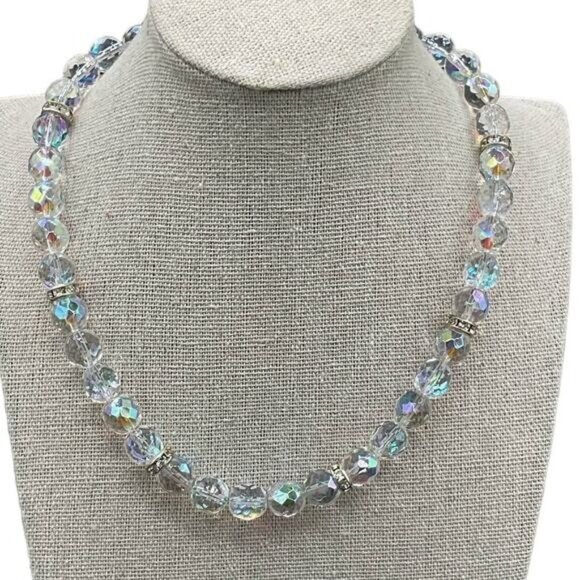 Faceted Aurora Borealis Crystal Beads Square Loop and Bar Toggle Closure Finding - Picture 1 of 2